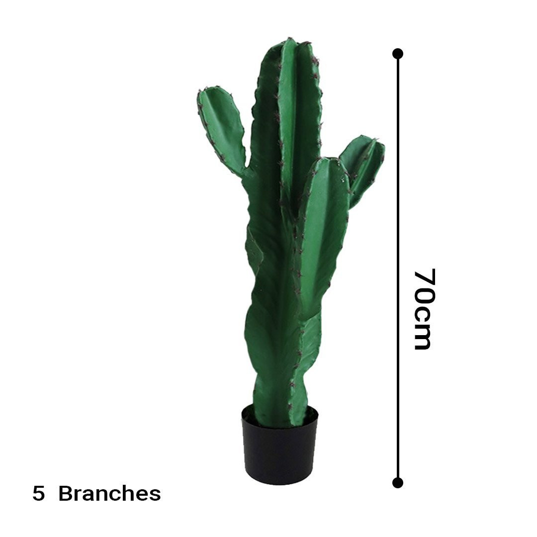 70cm Green Artificial Indoor Cactus Tree Fake Plant Simulation Decorative 5 Heads Fast shipping On sale