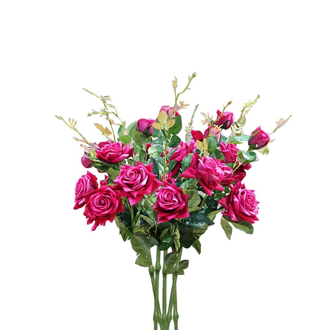 8 Bunch Artificial Silk Rose 5 Heads Flower Fake Bridal Bouquet Table Decor Pink Plant Fast shipping On sale