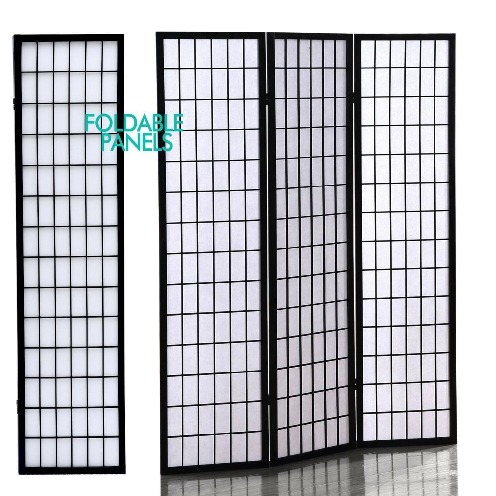 8 Panel Free Standing Foldable Room Divider Privacy Screen Black Frame Fast shipping On sale