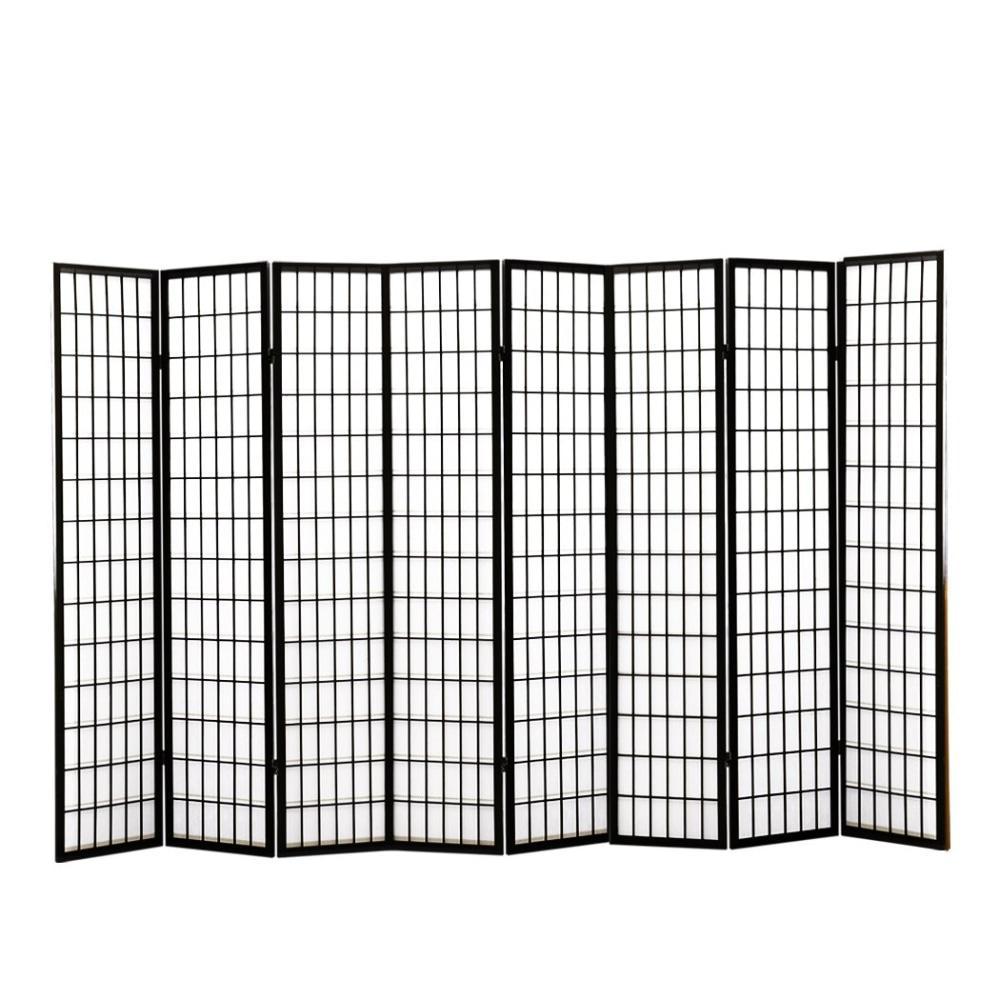 8 Panel Free Standing Foldable Room Divider Privacy Screen Black Frame Fast shipping On sale