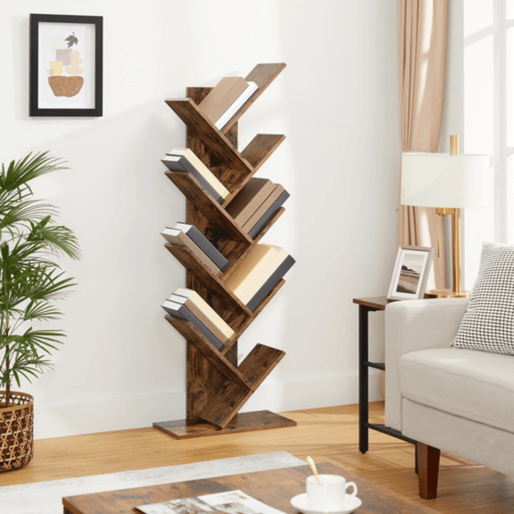 Vasagle 8 Tier Tree Bookshelf Rustic Brown Bookcase Fast shipping On sale