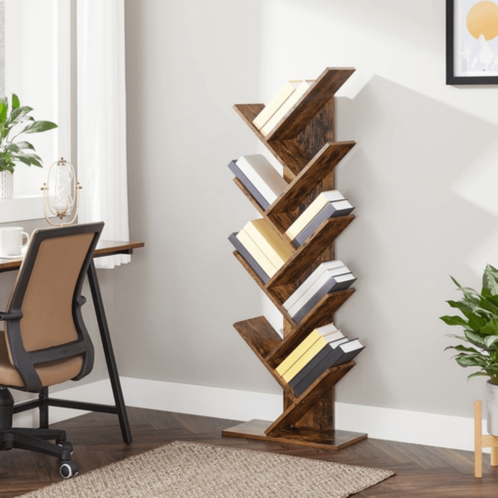 Vasagle 8 Tier Tree Bookshelf Rustic Brown Bookcase Fast shipping On sale