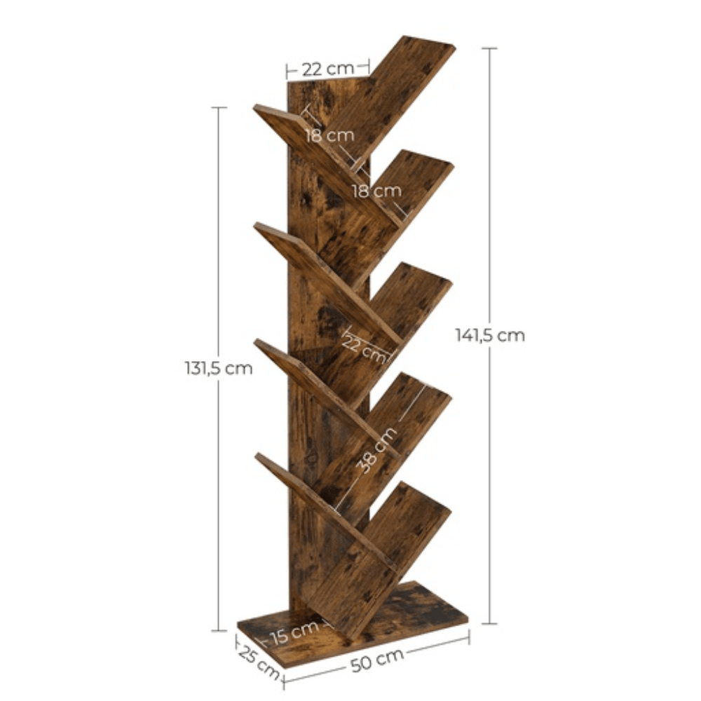 Vasagle 8 Tier Tree Bookshelf Rustic Brown Bookcase Fast shipping On sale