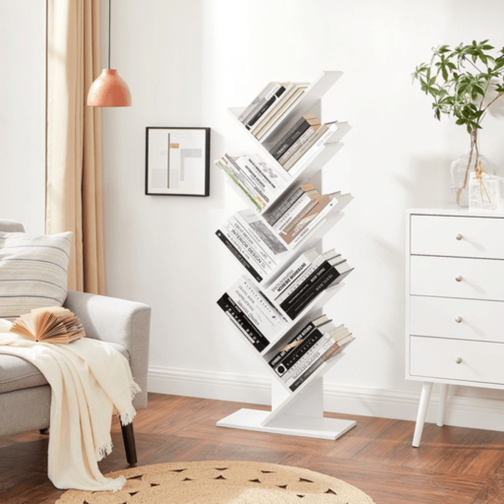 Vasagle 8 Tier Tree Bookshelf White Bookcase Fast shipping On sale