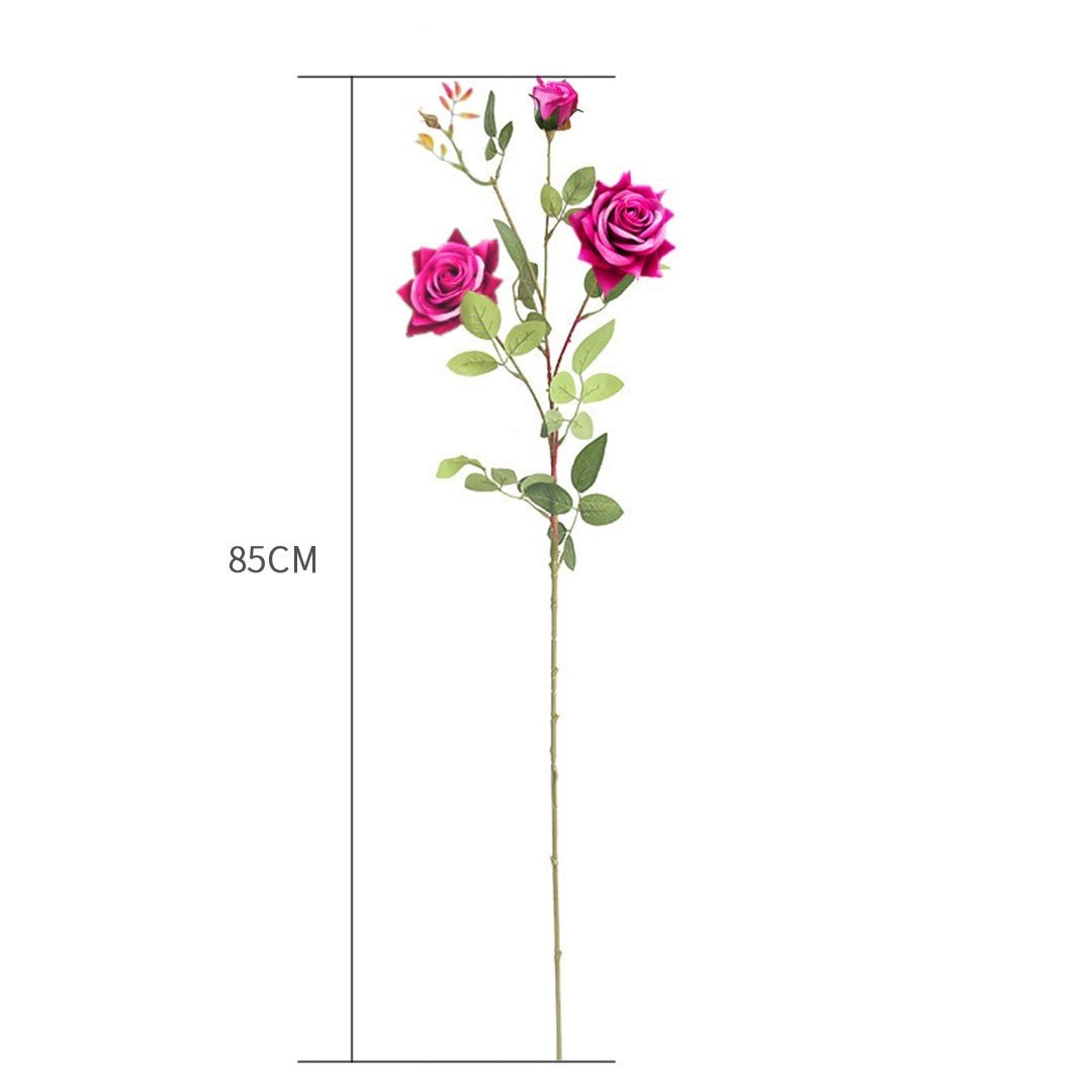 85cm Green Glass Tall Floor Vase and 12pcs Dark Pink Artificial Fake Flower Set Vases Fast shipping On sale