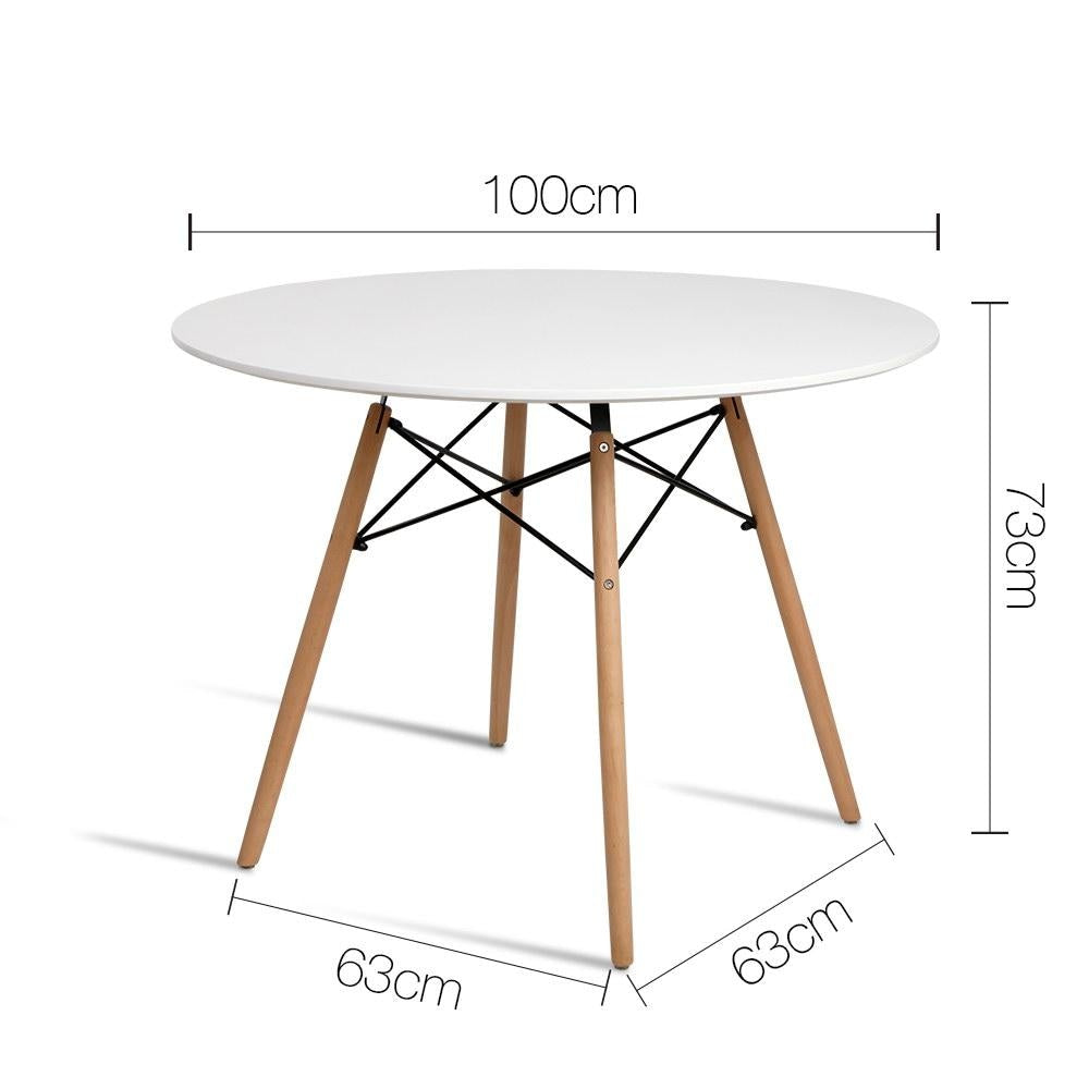 Dining Table 4 Seater Round Replica DSW Eiffel Kitchen Timber White Fast shipping On sale