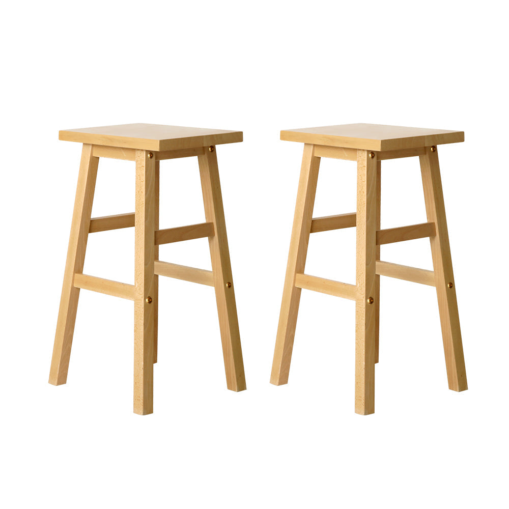 Set of 2 Beech Wood Bar Stools - Natural Stool Fast shipping On sale