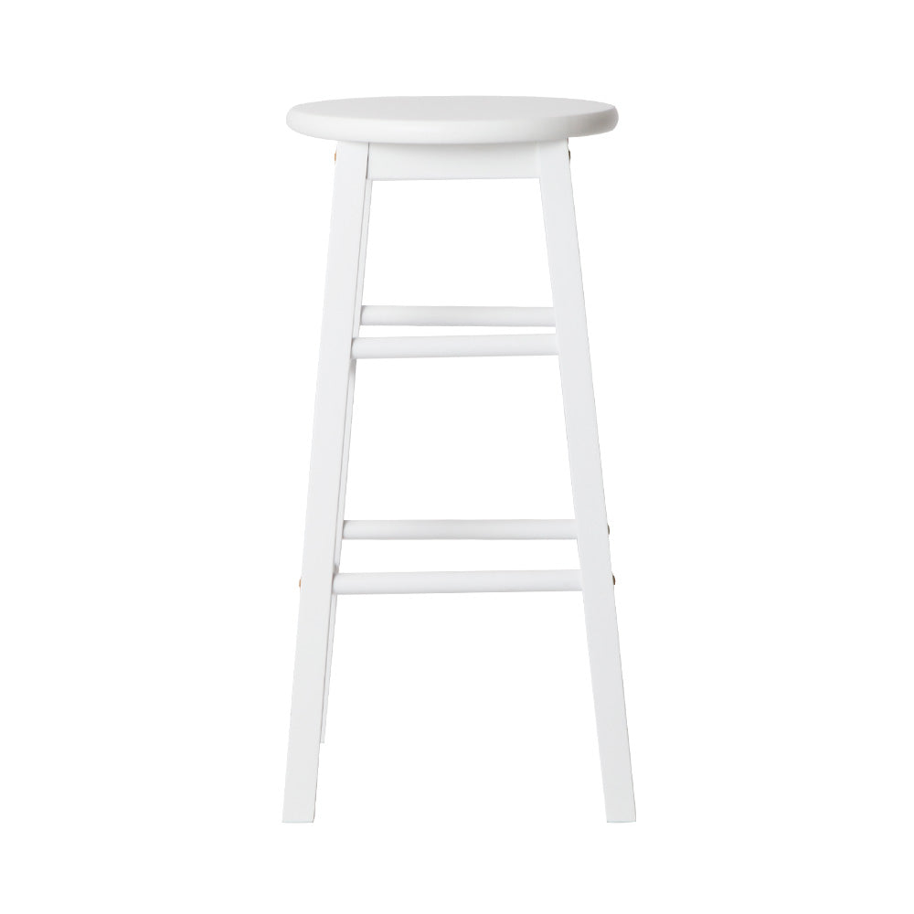 Set of 2 Beech Wood Backless Bar Stools - White Stool Fast shipping On sale