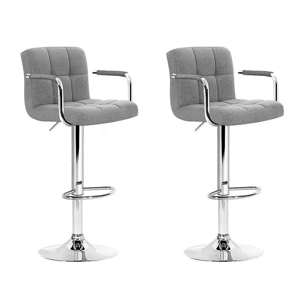 Set of 2 Bar Stools Gas lift Swivel - Steel and Grey Stool Fast shipping On sale