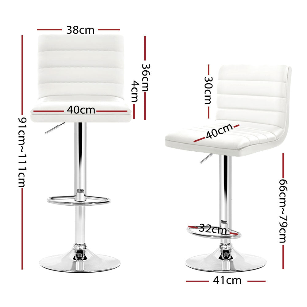 Set of 4 PU Leather Lined Pattern Bar Stools- White and Chrome Stool Fast shipping On sale