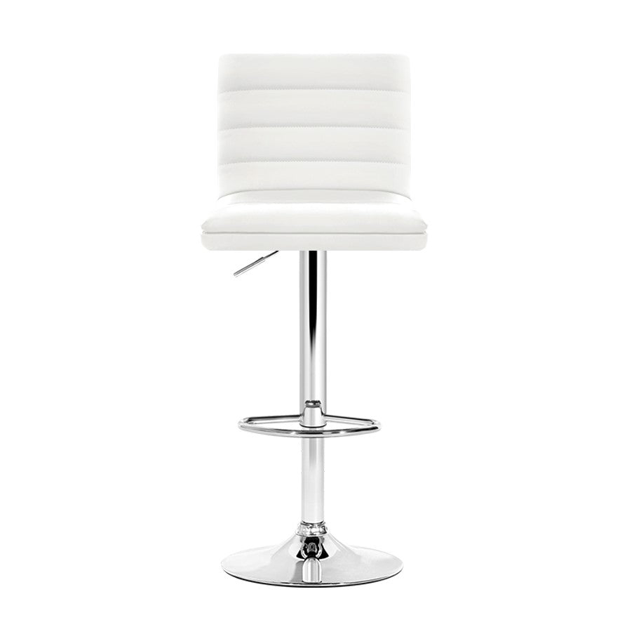 Set of 4 PU Leather Lined Pattern Bar Stools- White and Chrome Stool Fast shipping On sale