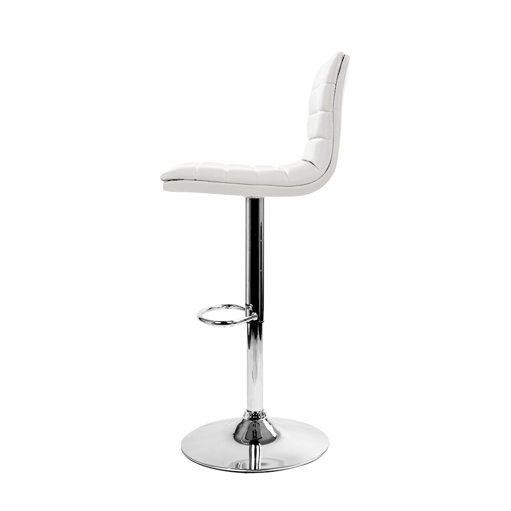 Set of 4 PU Leather Lined Pattern Bar Stools- White and Chrome Stool Fast shipping On sale