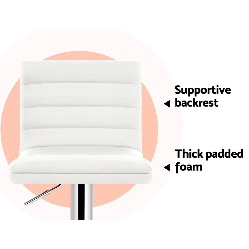 Set of 4 PU Leather Lined Pattern Bar Stools- White and Chrome Stool Fast shipping On sale