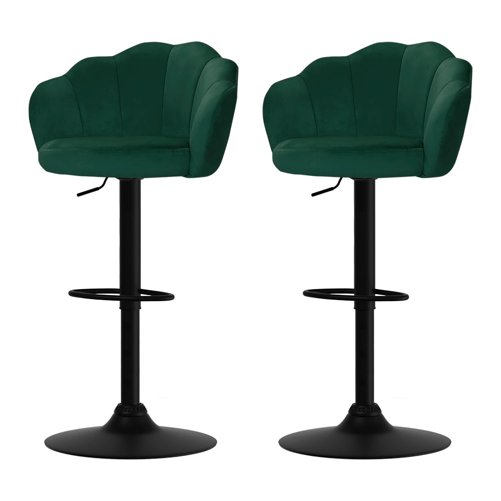 Artiss Set of 2 Bar Stools Kitchen Stool Swivel Chair Gas Lift Velvet Chairs Green Nessah Fast shipping On sale