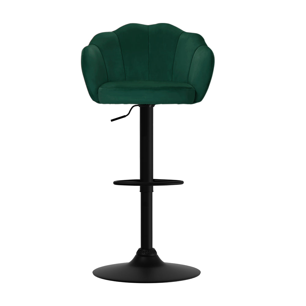 Artiss Set of 2 Bar Stools Kitchen Stool Swivel Chair Gas Lift Velvet Chairs Green Nessah Fast shipping On sale