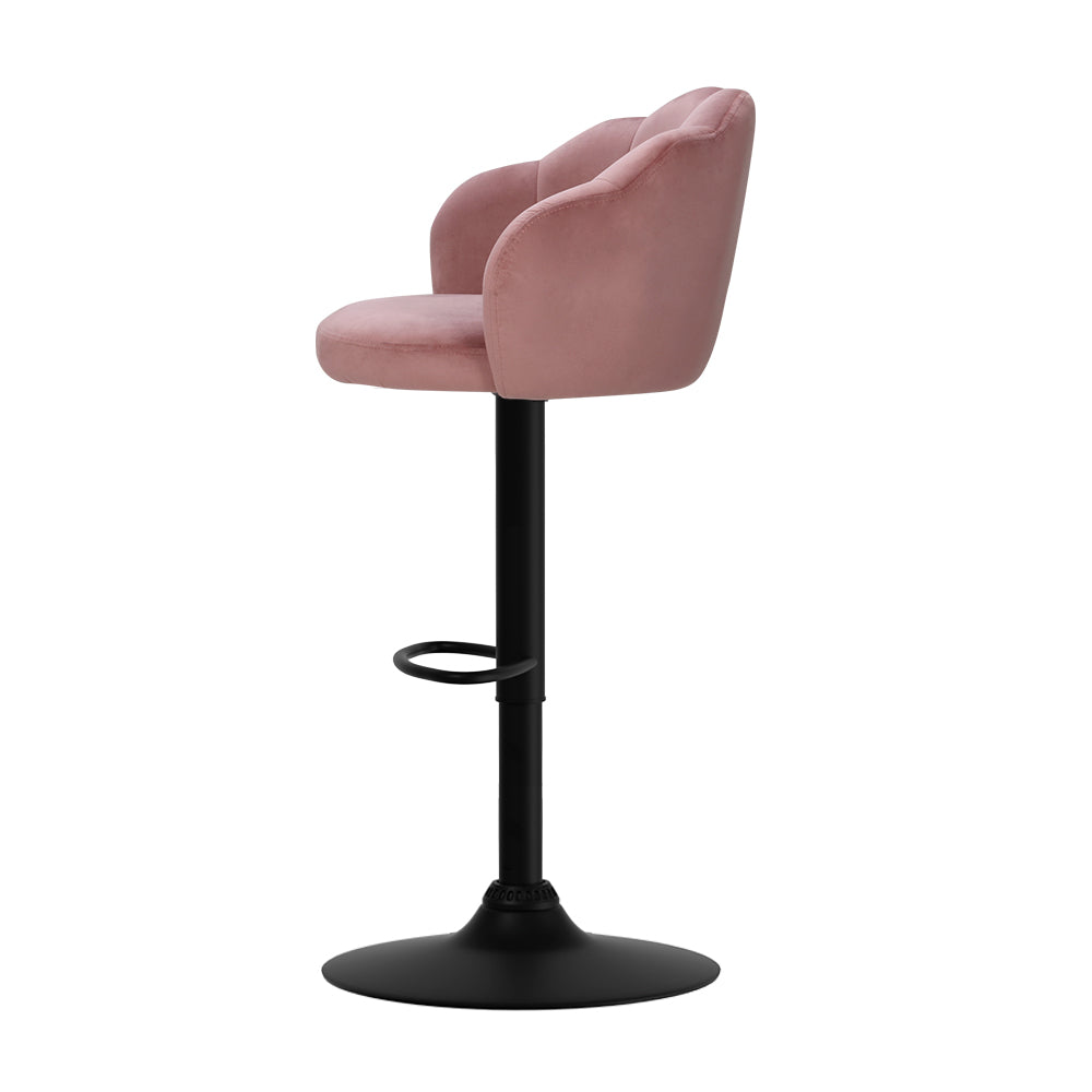 Artiss Set of 2 Bar Stools Kitchen Stool Swivel Chair Gas Lift Velvet Chairs Pink Nessah Fast shipping On sale