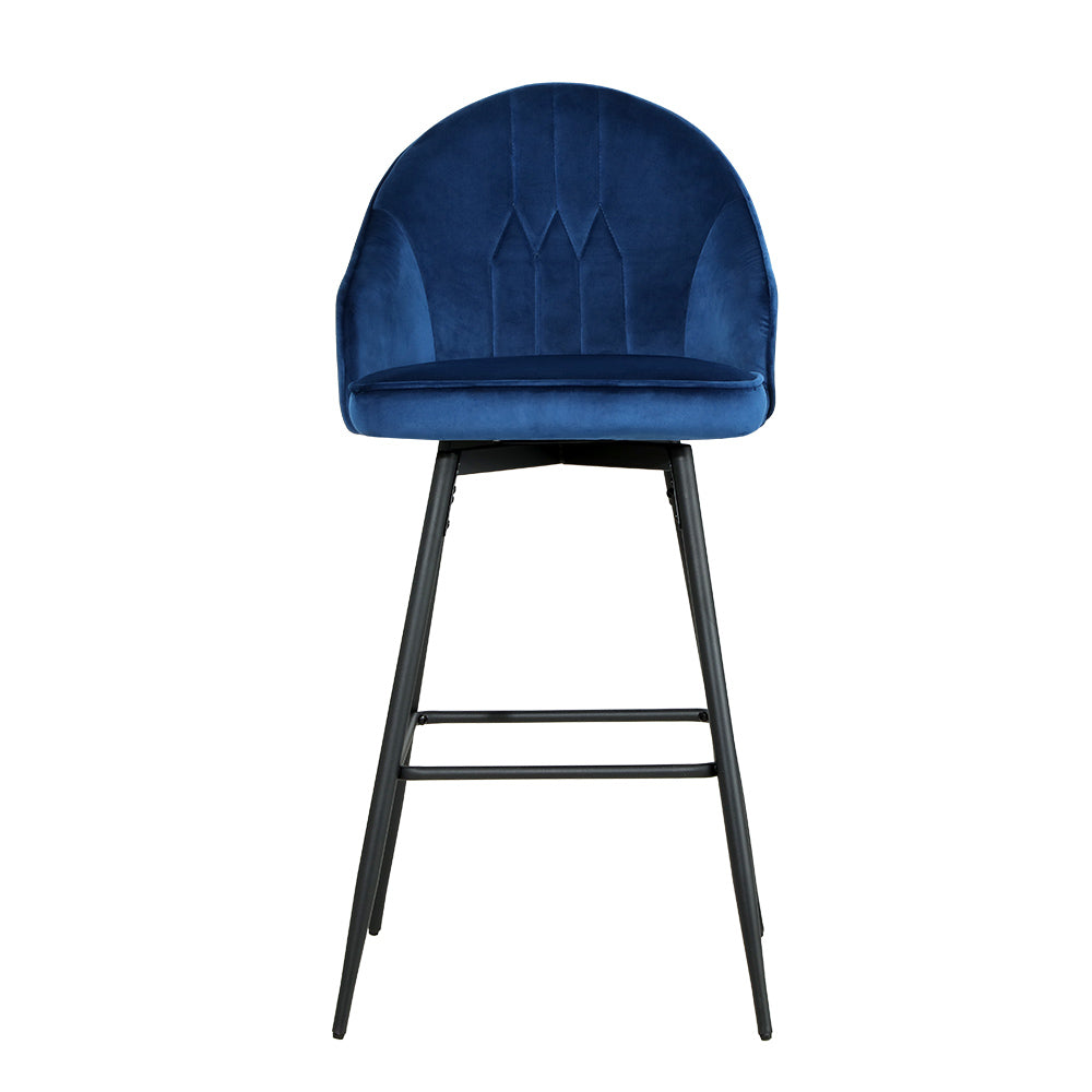 Artiss Set of 2 Bar Stools Kitchen Stool Dining Chairs Velvet Chair Barstool Blue Mesial Fast shipping On sale