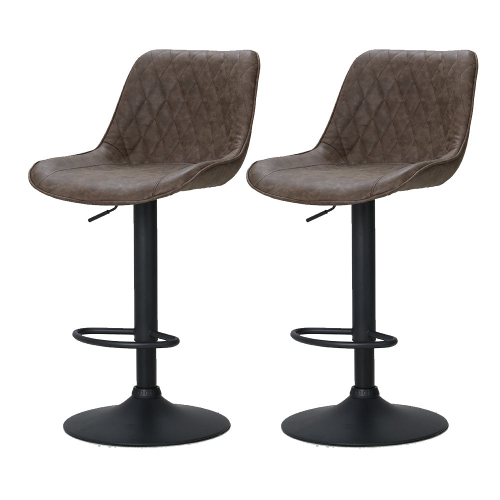 Artiss Set of 2 Bar Stools Kitchen Stool Chairs Metal Barstool Dining Chair Brown Rushal Fast shipping On sale