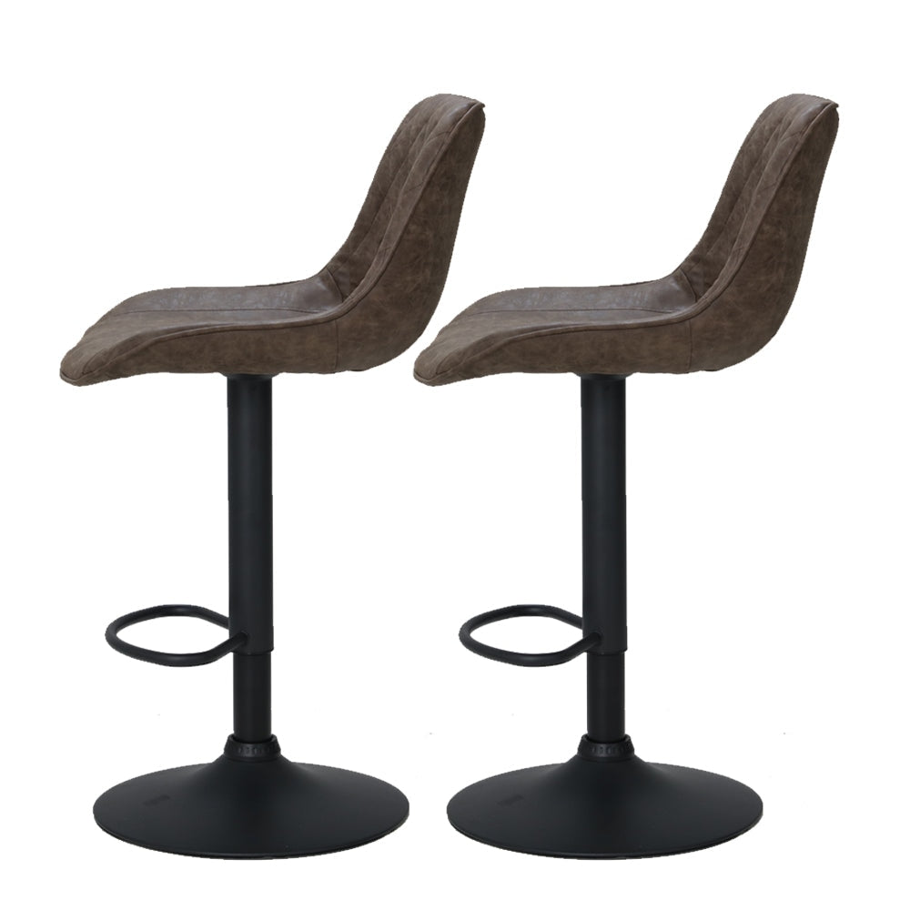 Artiss Set of 2 Bar Stools Kitchen Stool Chairs Metal Barstool Dining Chair Brown Rushal Fast shipping On sale