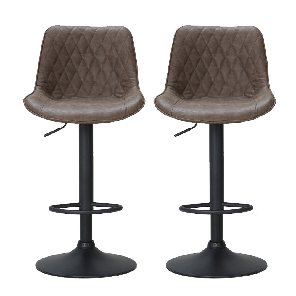 Artiss Set of 2 Bar Stools Kitchen Stool Chairs Metal Barstool Dining Chair Brown Rushal Fast shipping On sale