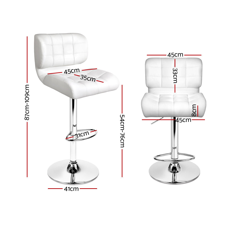 Set of 4 PU Leather Gas Lift Bar Stools - White and Chrome Stool Fast shipping On sale