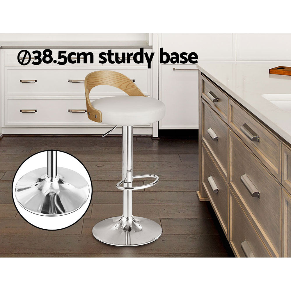 Artiss Set of 2 Bar Stools Kitchen Gas Lift Wooden Stool Metal Barstools White Swivel Fast shipping On sale