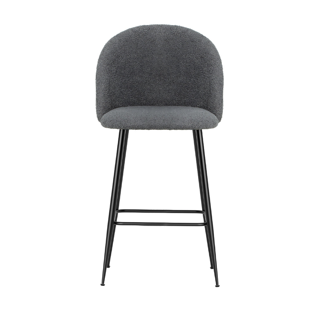 Artiss Set of 2 Bar Stools Kitchen Dining Chair Stool Chairs Sherpa Boucle Charcoal Fast shipping On sale