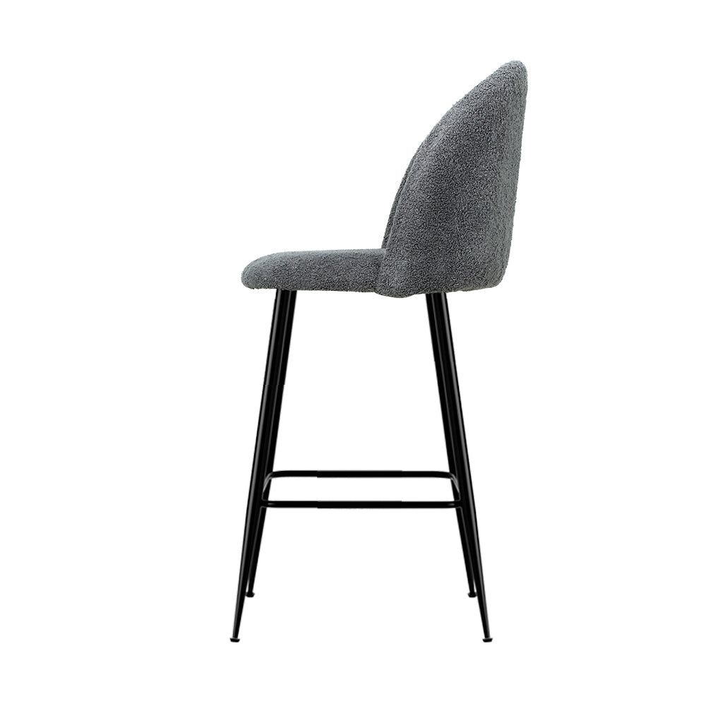 Artiss Set of 2 Bar Stools Kitchen Dining Chair Stool Chairs Sherpa Boucle Charcoal Fast shipping On sale