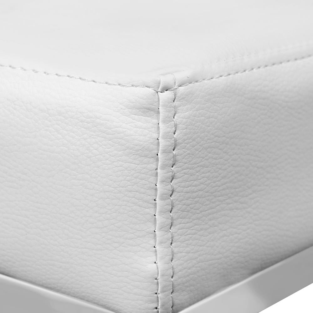 Set of 2 PU Leather Backless Bar Stools - White and Chrome