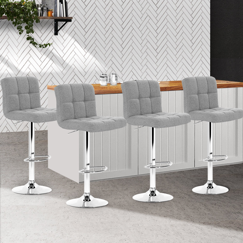 Set of 4 Fabric Swivel Bar Stools - Grey Stool Fast shipping On sale