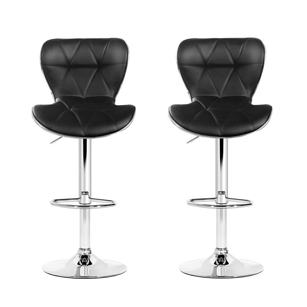 Set of 2 PU Leather Patterned Bar Stools - Black and Chrome Stool Fast shipping On sale