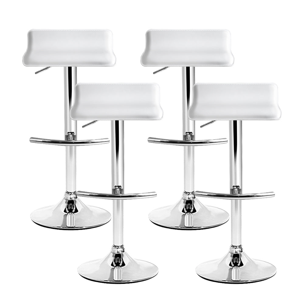 Set of 4 PU Leather Wave Style Bar Stools - White