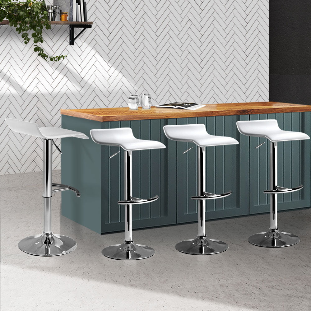 Set of 4 PU Leather Wave Style Bar Stools - White Stool Fast shipping On sale