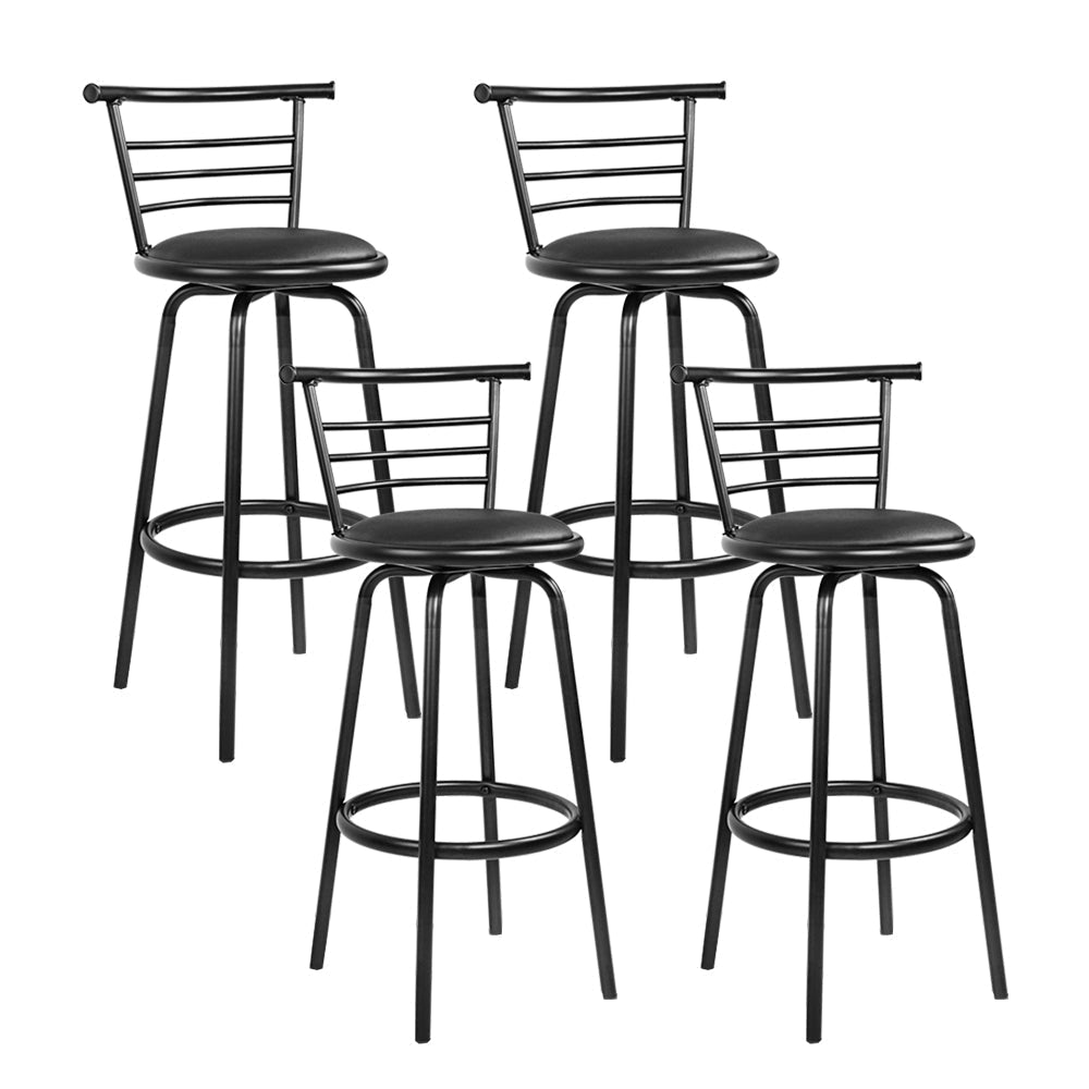 Set of 4 PU Leather Bar Stools - Black and Steel Stool Fast shipping On sale