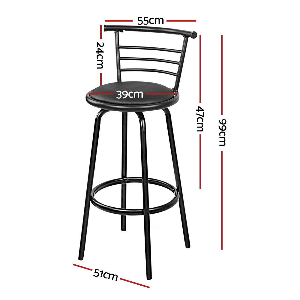 Set of 4 PU Leather Bar Stools - Black and Steel Stool Fast shipping On sale