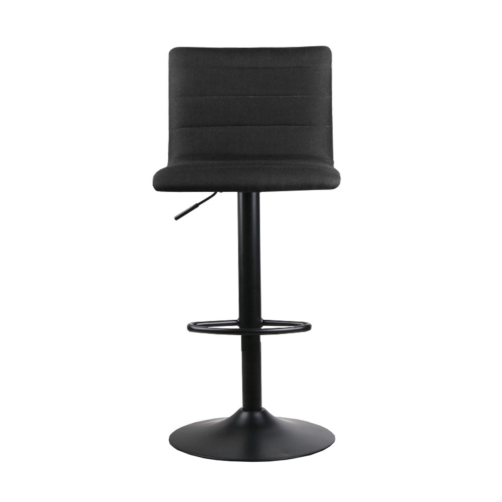 Set of 4 Faux Linen Bar Stools - Black