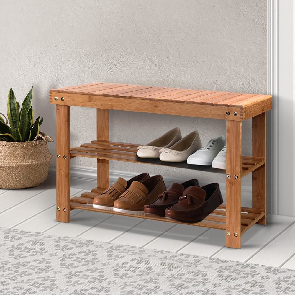 Bamboo Shoe Rack Wooden Seat Bench Organiser Shelf Stool Cabinet Fast shipping On sale
