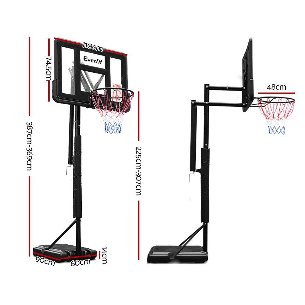 Everfit 3.05M Basketball Hoop Stand System Ring Portable Net Height Adjustable Black