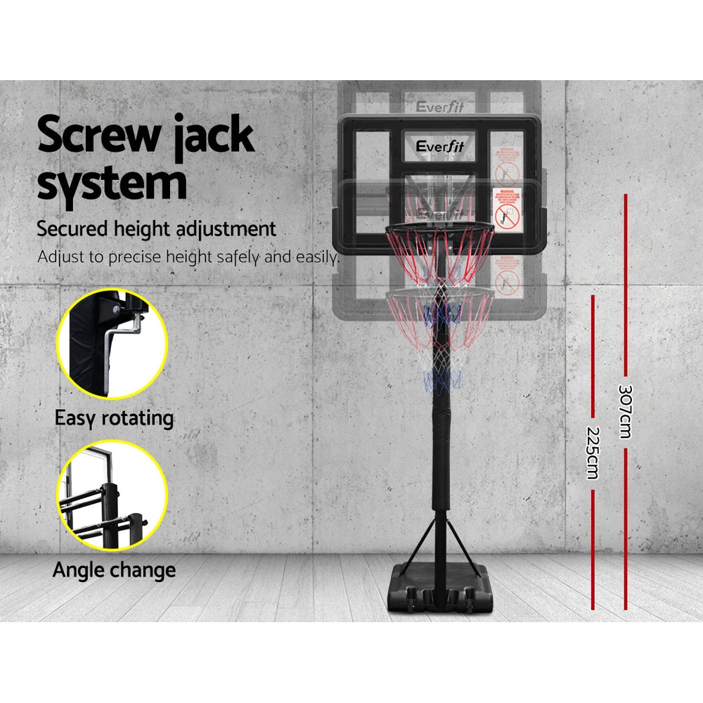 Everfit 3.05M Basketball Hoop Stand System Ring Portable Net Height Adjustable Black Sports & Fitness Fast shipping On sale