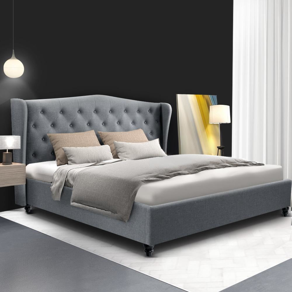 Pier Bed Frame Fabric - Grey King Fast shipping On sale