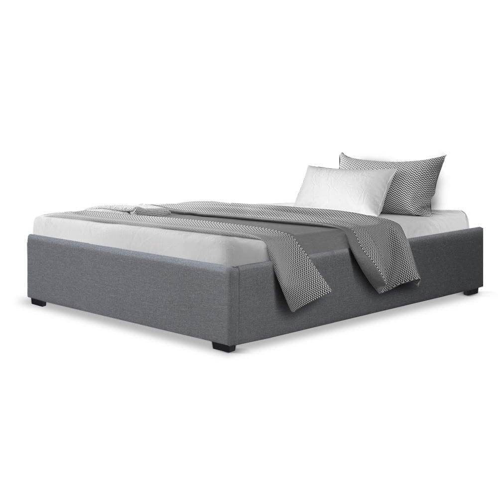 King Single Size Gas Lift Bed Frame Base With Storage Platform Fabric Fast shipping On sale