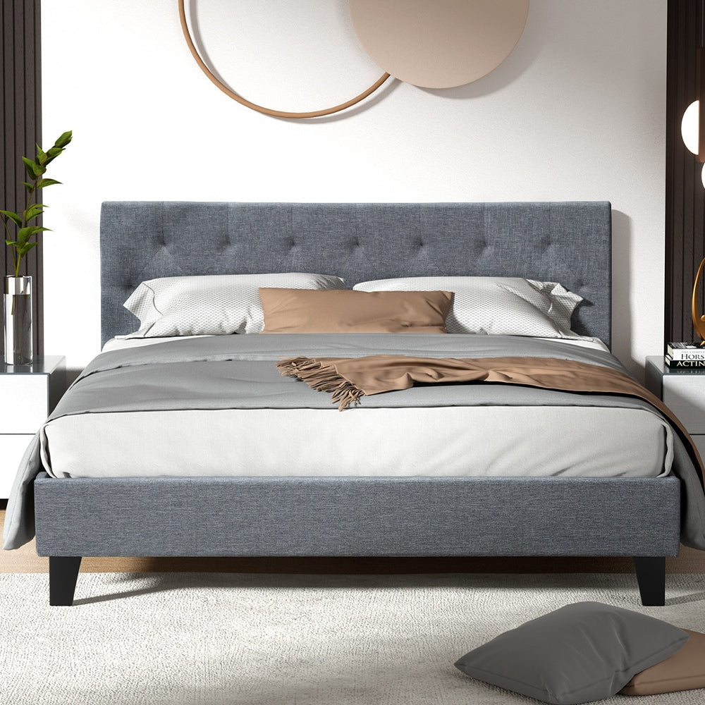 Vanke Bed Frame Fabric- Grey Queen