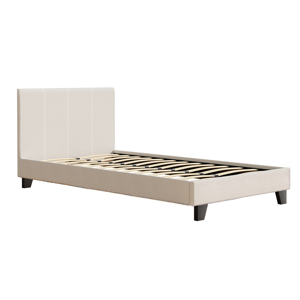 Bed Frame King Single Size Boucle Fabric Mattress Base Platform Wooden Fast shipping On sale