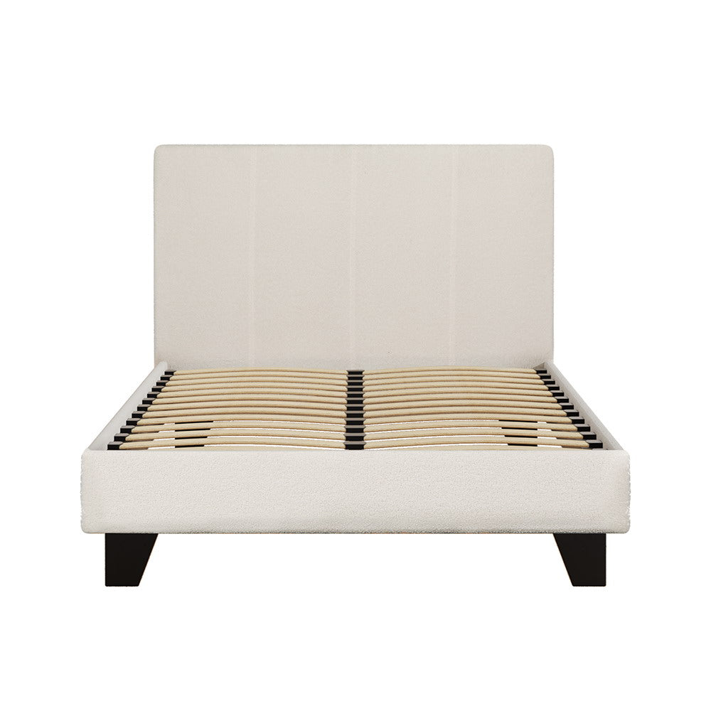 Bed Frame King Single Size Boucle Fabric Mattress Base Platform Wooden Fast shipping On sale