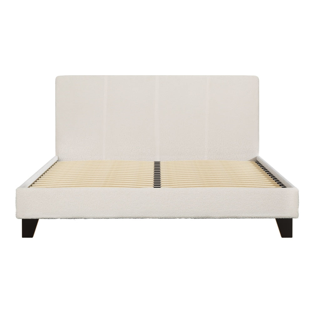 Bed Frame Queen Size Boucle Fabric Mattress Base Platform Wooden Fast shipping On sale