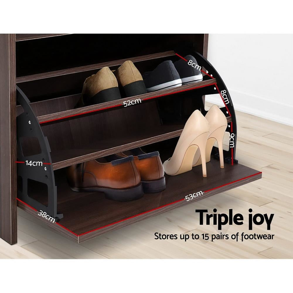 12 Pairs Shoe Cabinet Organiser Wooden Storage Bench Stool