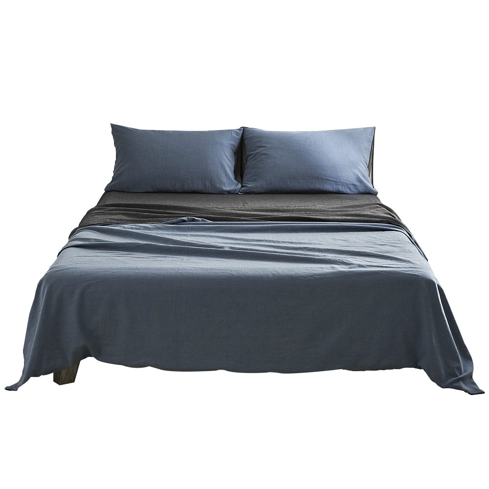 Sheet Set Cotton Sheets Double Dark Blue Grey Quilt Cover Fast shipping On sale
