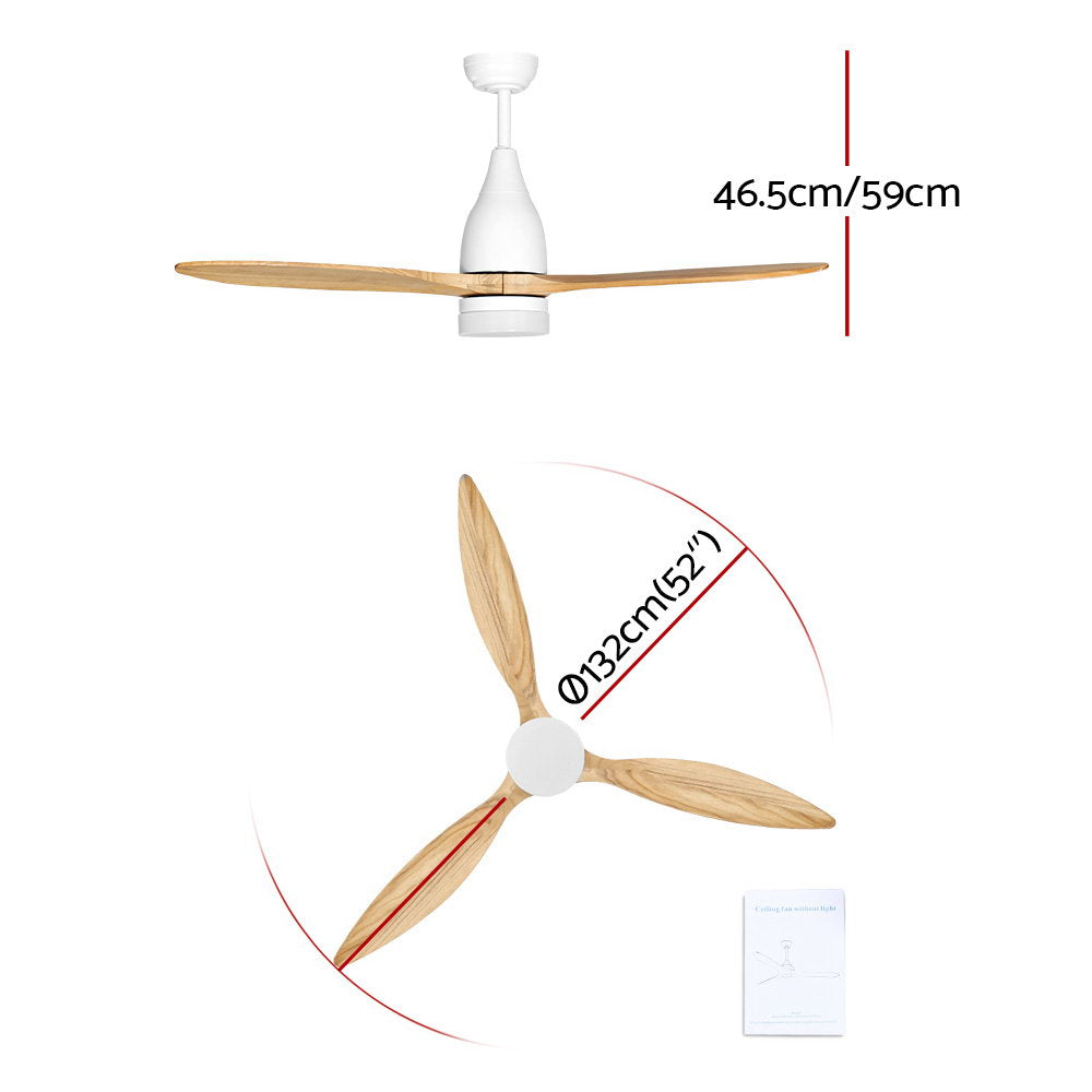 52’’ Ceiling Fan LED Light Remote Control Wooden Blades Timer 1300mm Fast shipping On sale