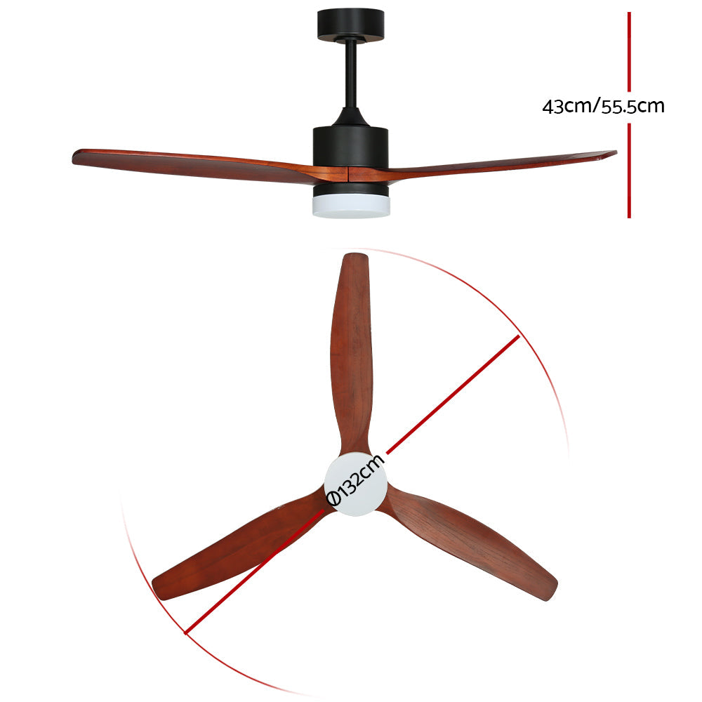 52’’ Ceiling Fan LED Light Remote Control Wooden Blades Dark Wood Fans Fast shipping On sale