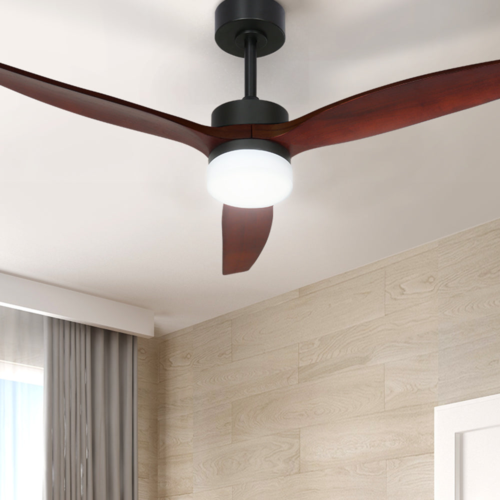 52’’ Ceiling Fan LED Light Remote Control Wooden Blades Dark Wood Fans Fast shipping On sale